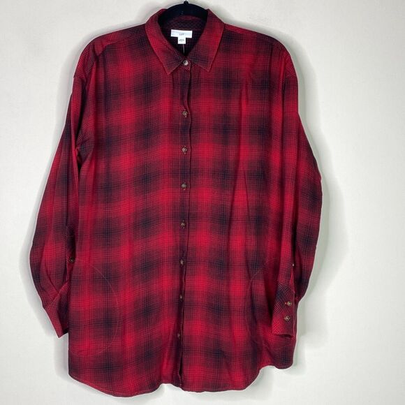 New J. Jill Buffalo Plaid Button Down Side Pocket Tunic Women's Size Small - Picture 9 of 9